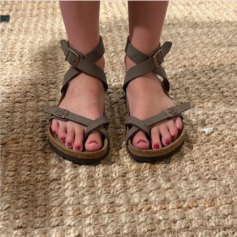 SOLD Yara Birkenstocks sandals leather ankle straps mocha brown